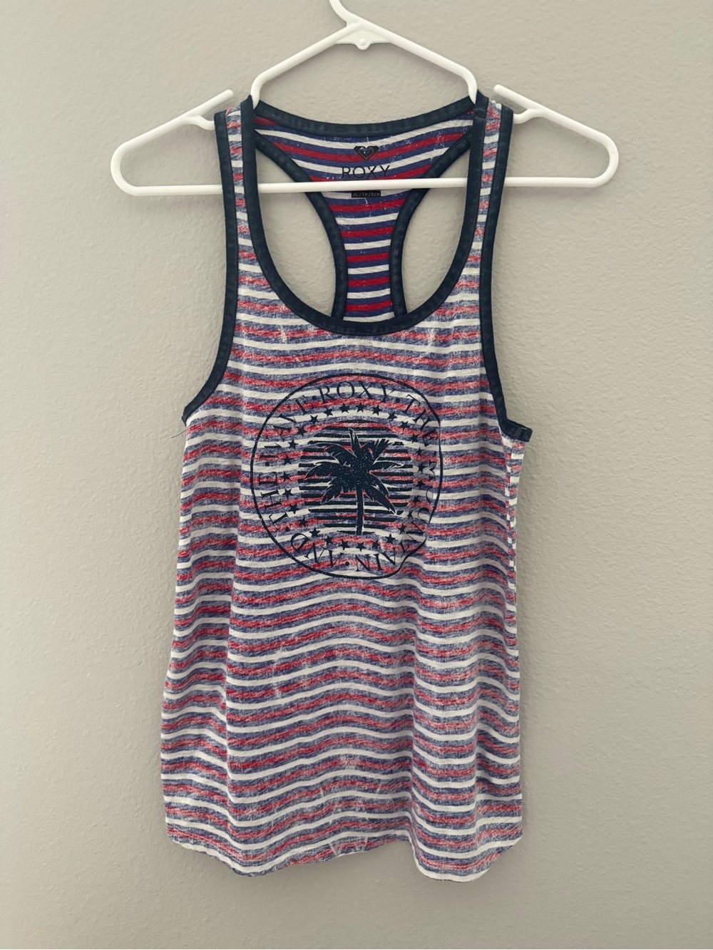 Roxy Red, White & Blue Striped Racerback